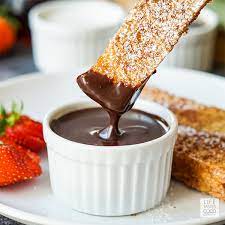 French Toast Sticks and Chocolate Sauce with Strawberries